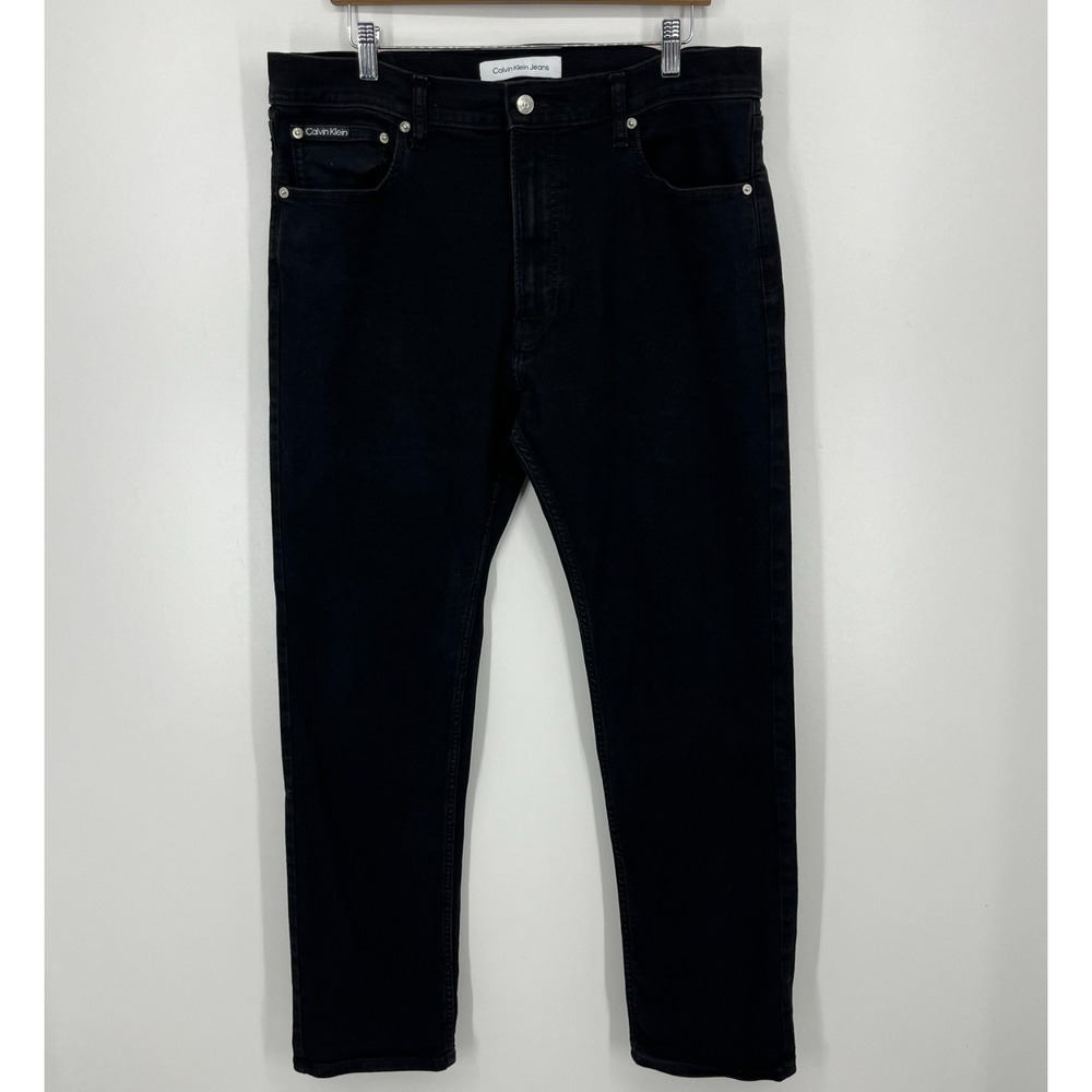 Calvin Klein Jeans Men's Size 36 Black Slim Straight Dark Wash Zip Fly Denim